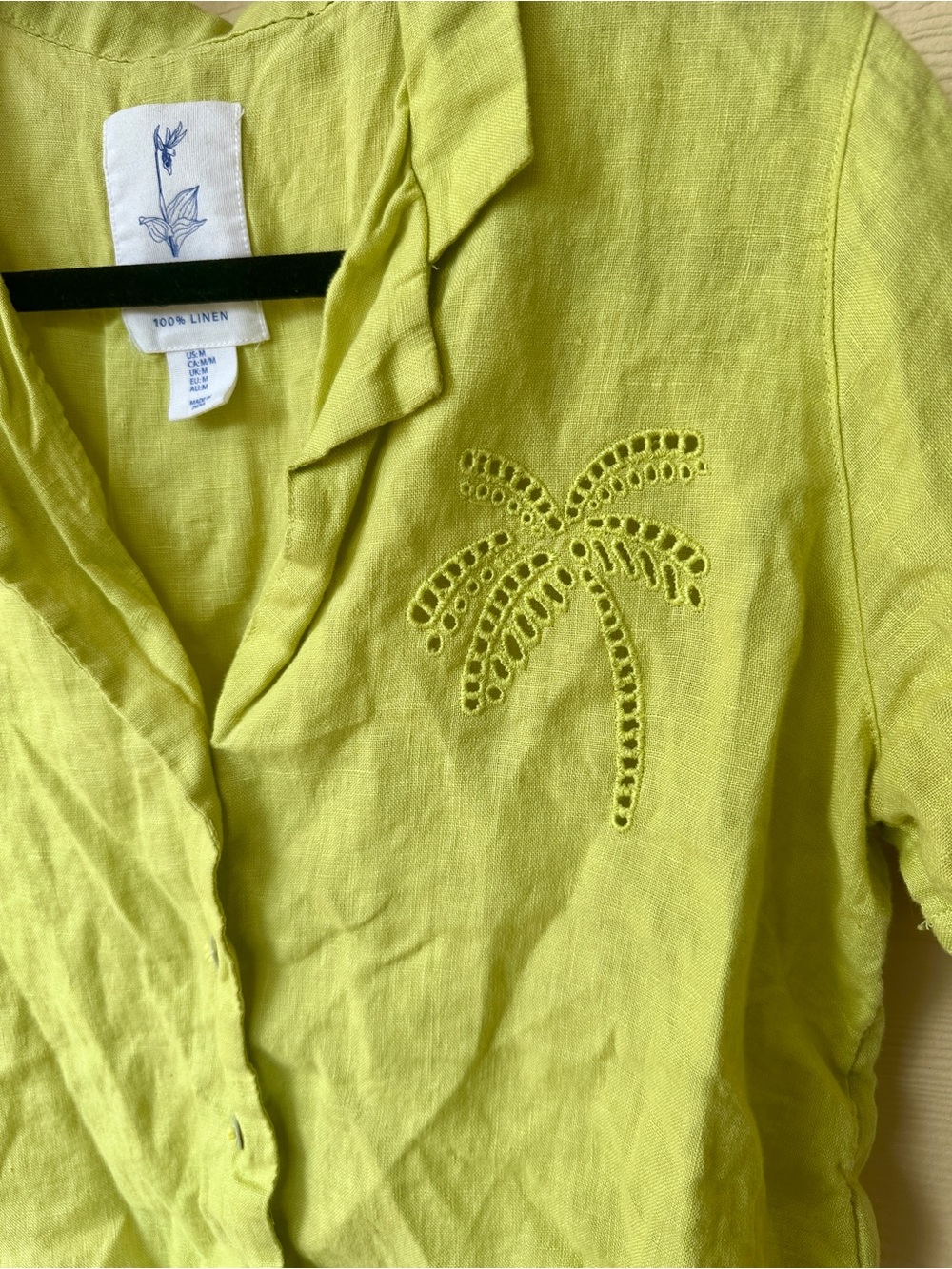 Lime Green Calypso St. Barth Women’s 100% Linen Button-Down - Picture 2 of 4